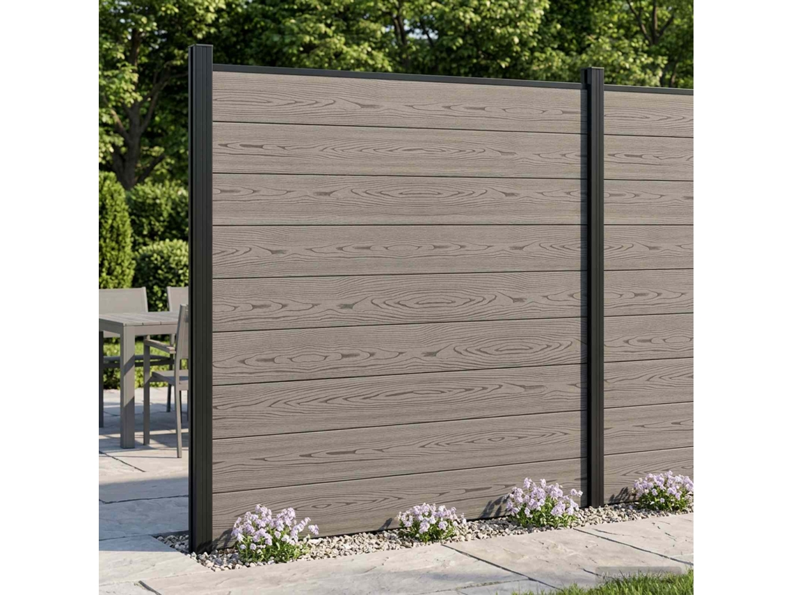 Vidaxl Conjunto De Cercas 180 X 186 Cm Wpc E Alumínio Cinzento