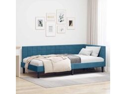 Vidaxl Estrutura De Cama De Canto Azul 100 Cm X 200 Cm Veludo