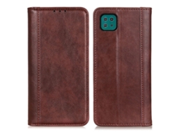 Capa Textura Lichia Autoabsorvida Fundo Para Samsung Galaxy A22 5g Pele Sintética Castanho