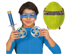 Kit Tartaruga Verde Infantil Concha, Espada, Máscara e Shuriken