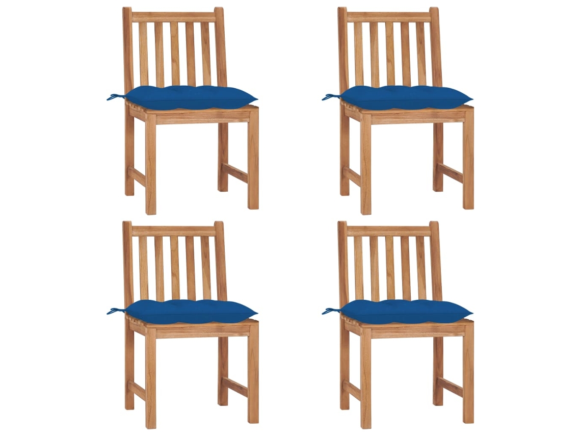 Vidaxl Cadeiras De Jardim C/ Almofadões 4 Pcs Madeira De Teca Maciça