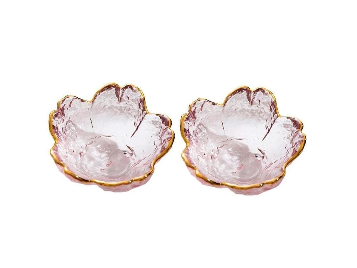 2026 platos de Salsa de Vidrio Pequeños Con Flor de Cerezo para Aperitivos Ensaladas Postres Rosa 2 Piezas