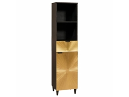 Vidaxl Armário De Banheiro Com Gaveta Preto E Ouro 38 X 33 X 160 Cm