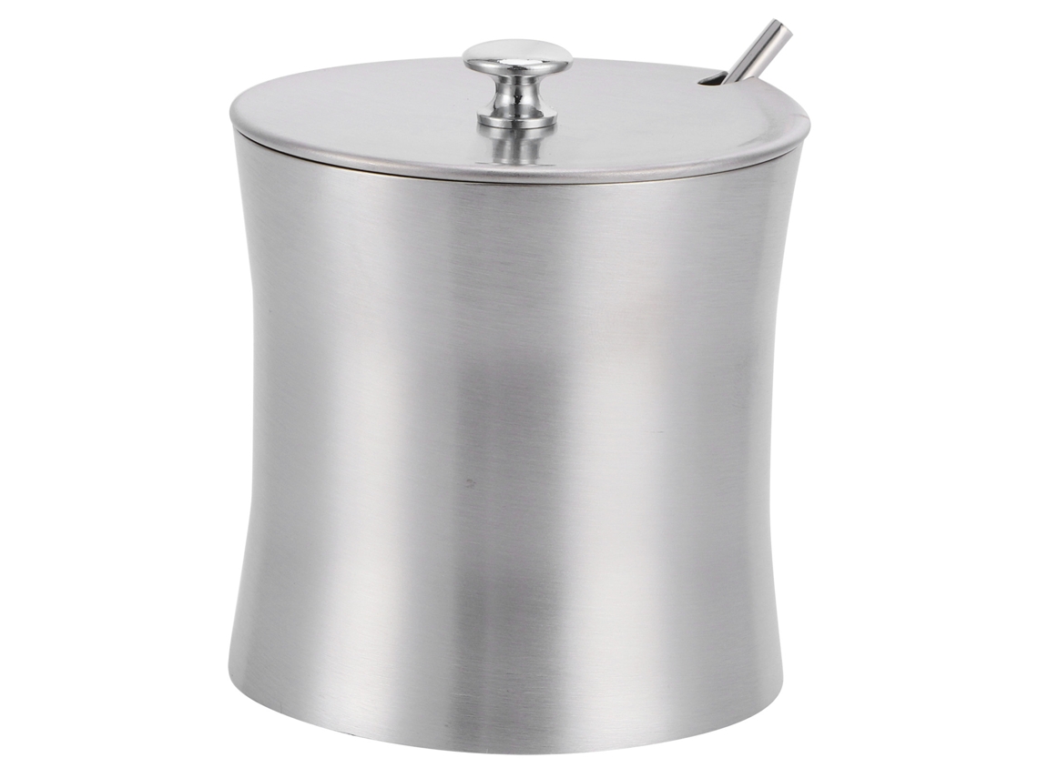 pot de tempero de aço inoxidável com tampão e colher para condimentos 375ml S/MARCA