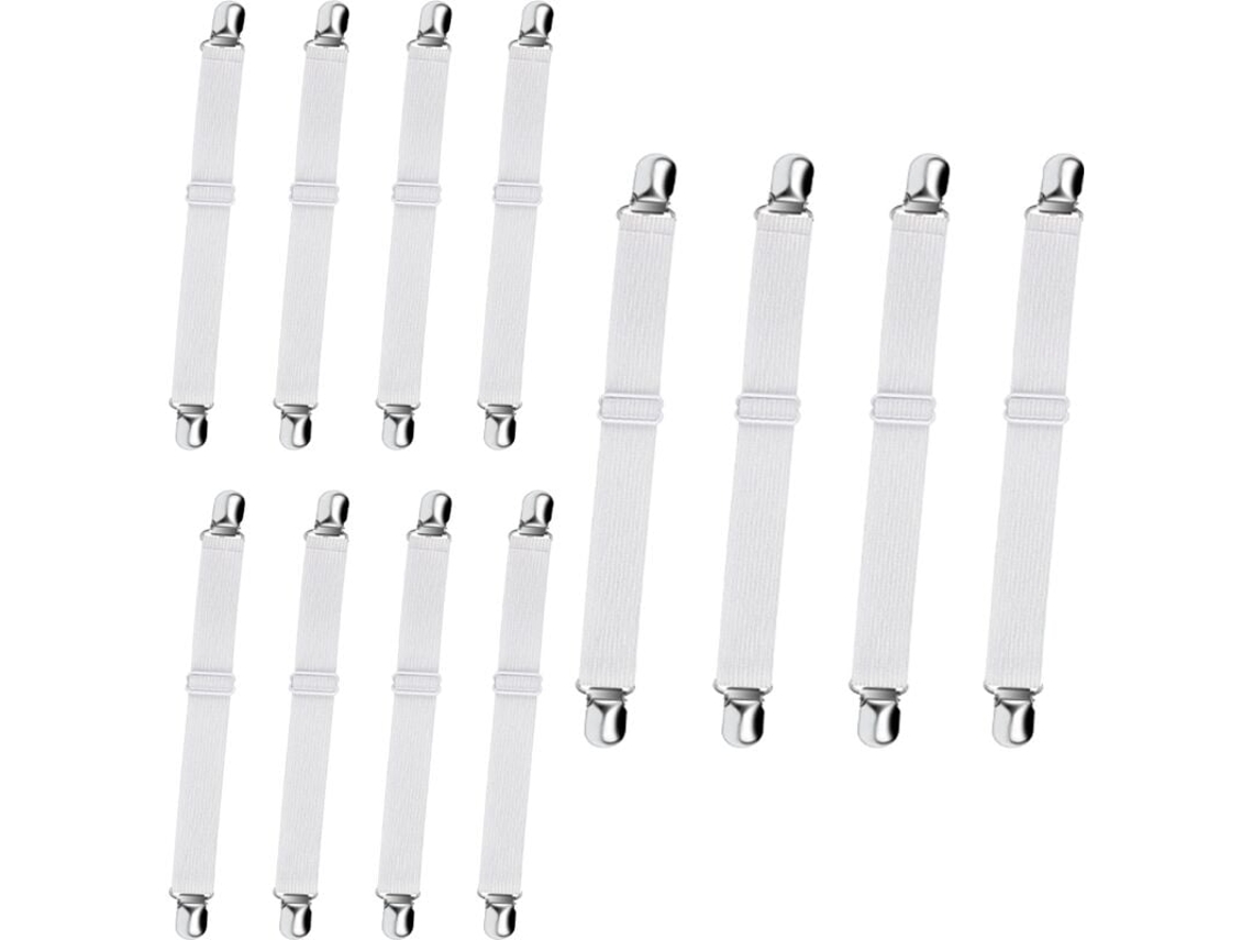 Lurelia Tensores Para Lençol Ajustável Elástico Seguro Metal Plástico Branco Colcha Colchão Cobertor