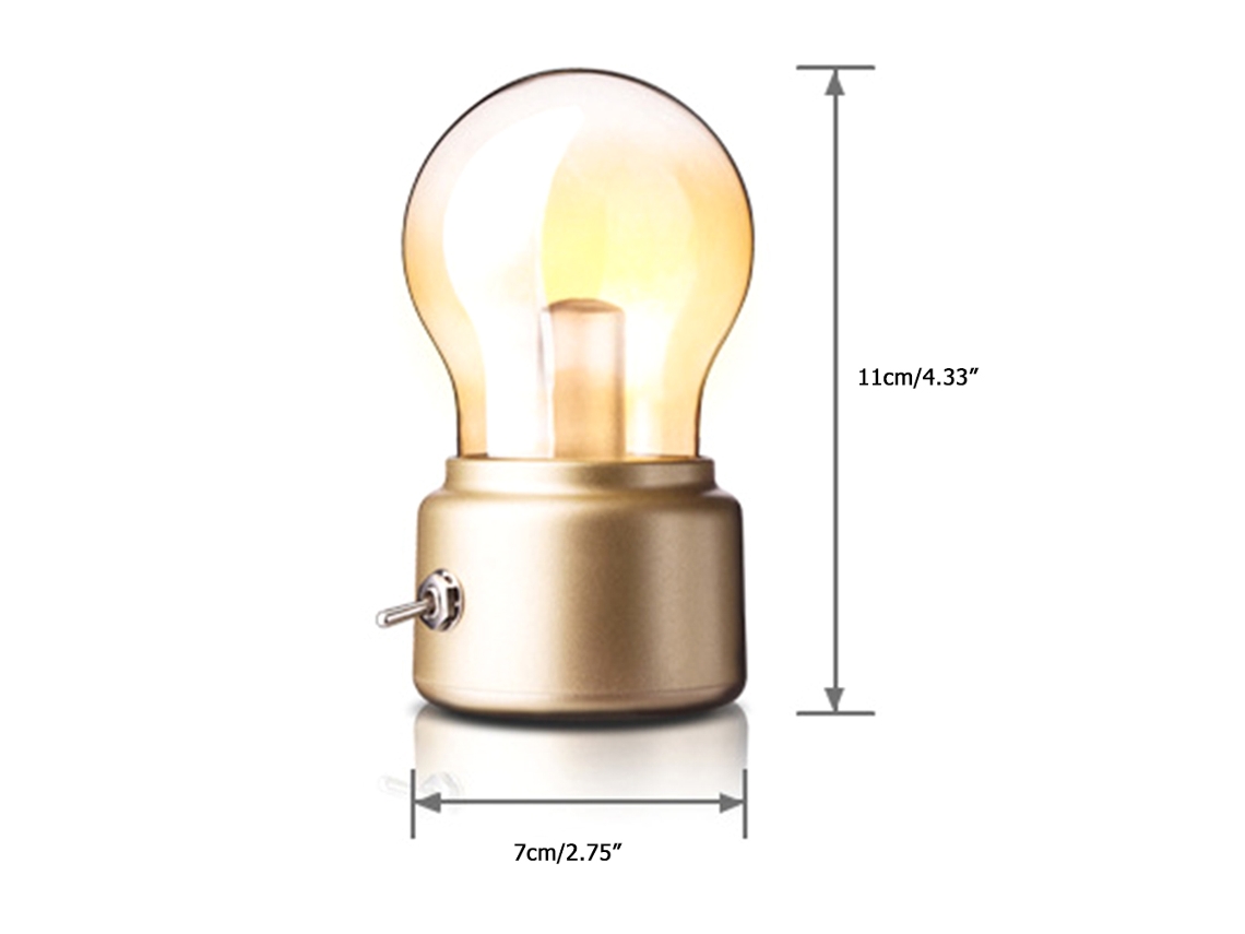 Lâmpada Mesa Led Recarregável Interruptor Metal Retro Ecológica S/MARCA