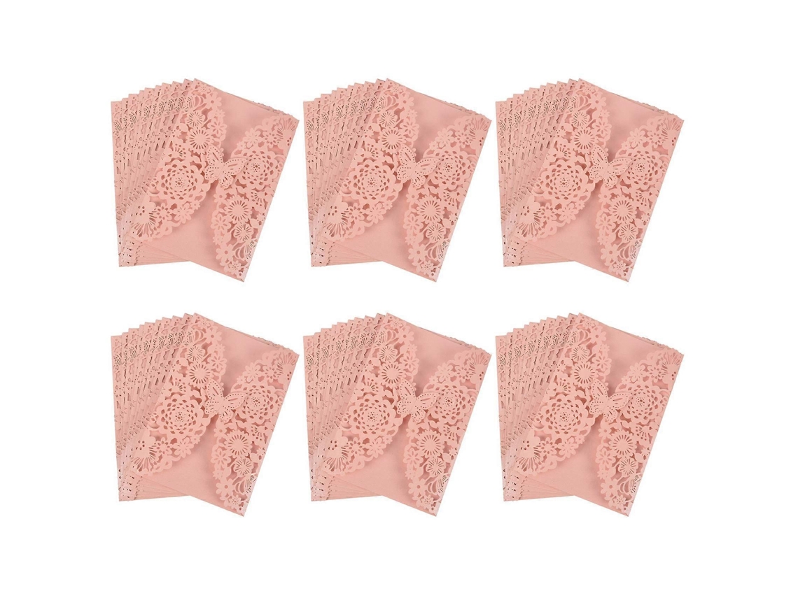 60pcs Convite De Casamento Borboletas Gravadas Envelope Romântico