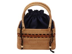 Bolsa de Rattan Tote Vintage Pastoral Tecida à Mão para Mulher com Design Único e Multifuncional