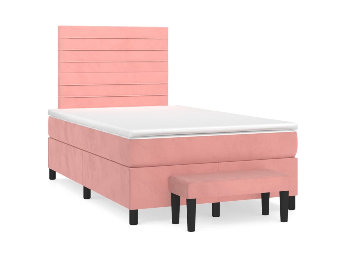 Cama Boxspring com Colchão 120x200 Cm Veludo Rosa MAISON EXCLUSIVE