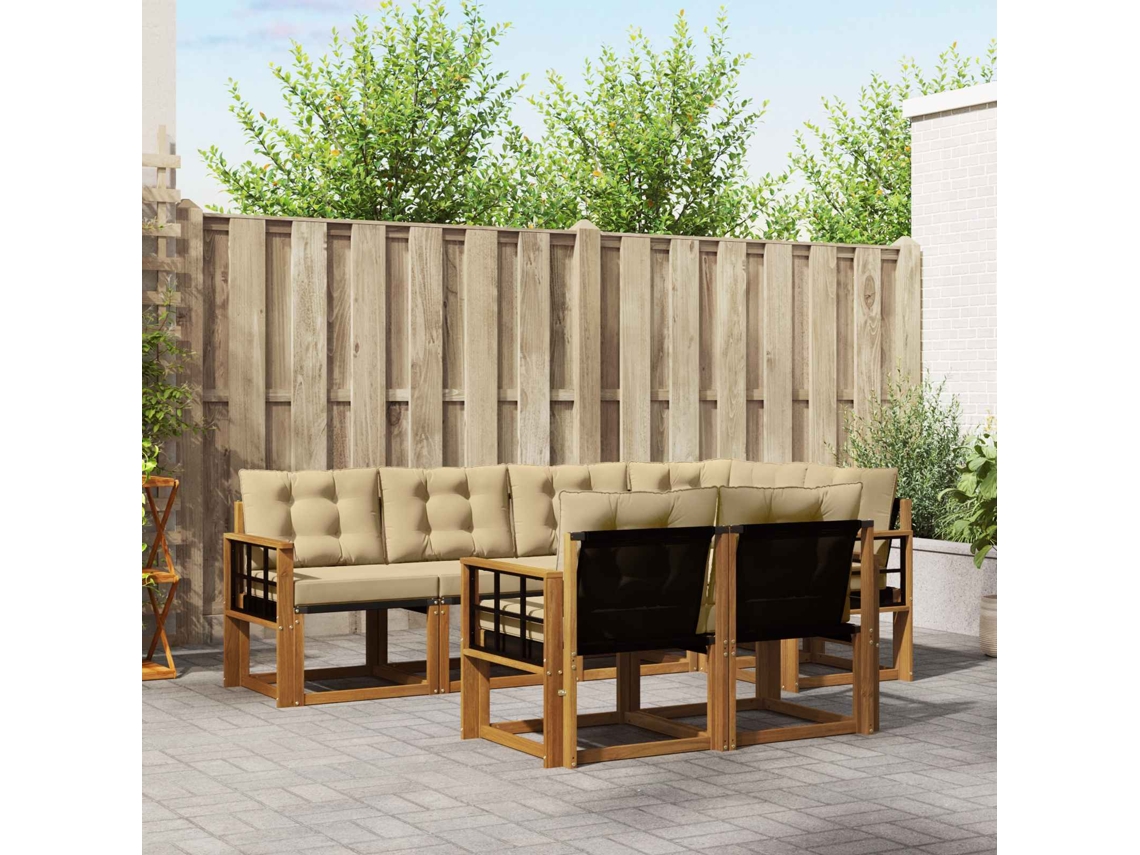 Vidaxl Conjunto De Sofás Para Exterior 7 Pcs Natural E Bege