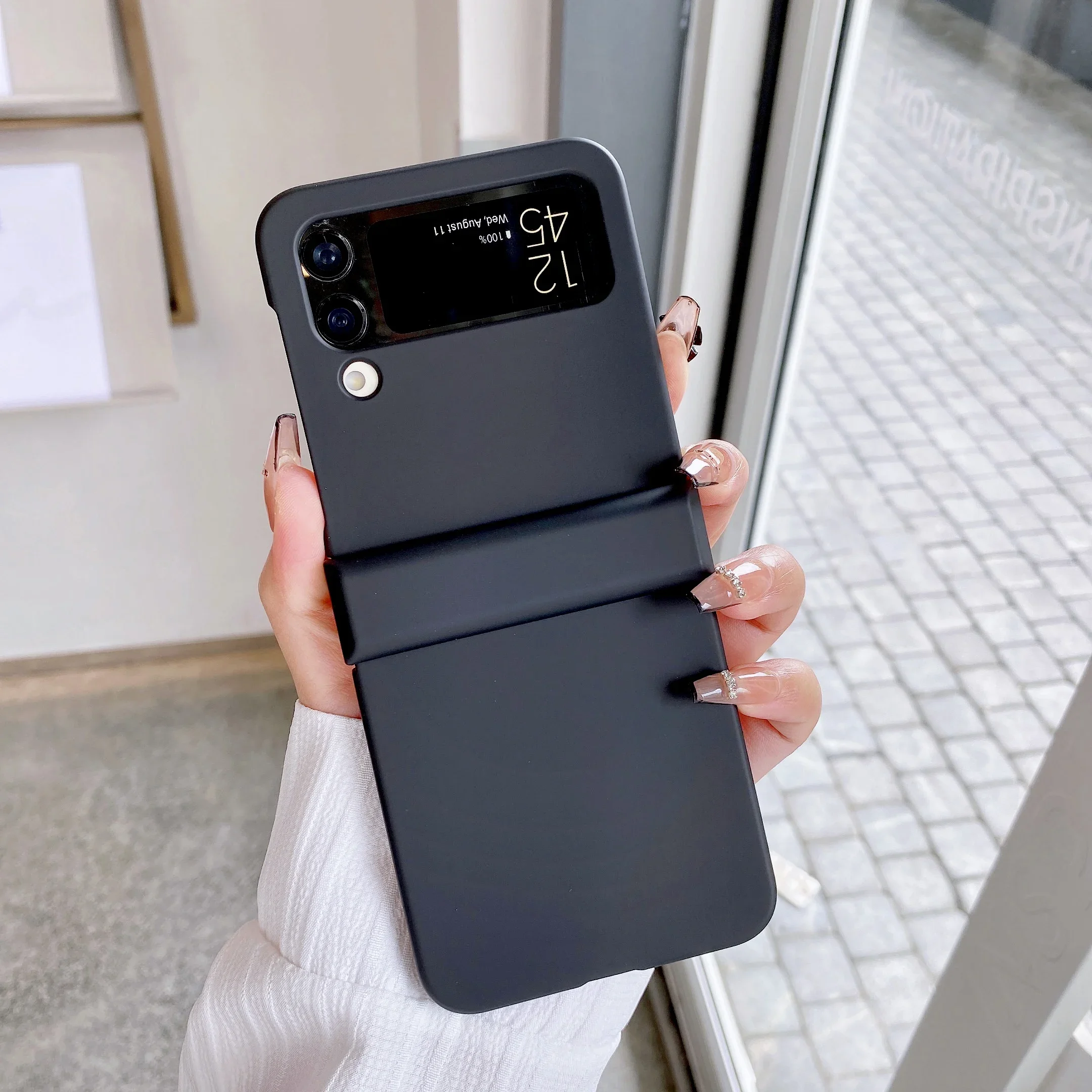 (preto, Galaxy Z Flip4) Capa Dobrável Rígida Ultrafina Para Celular, Resistente A Impactos, Confortável Ao Toque E Altamente Protetora.