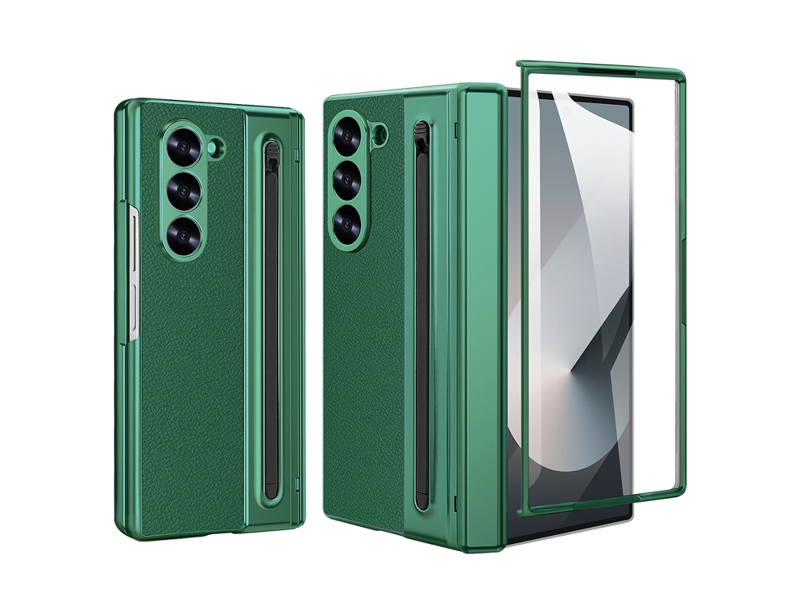 Capa Chrui Para Samsung Galaxy Z Fold 7, Com Caneta Stylus, Parte Traseira Em Couro Pu (compatível, Verde)
