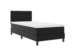 Cama Box Com Colchão - Preta, Solteiro, Couro Sintético Vidaxl Preto Couro Sintético (90x190 Cm)