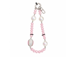 Cordão Para Telemóvel Com Contas Decorativas E Mosquetão Metálico Skyhe Sj002 Rosa Marshmallow