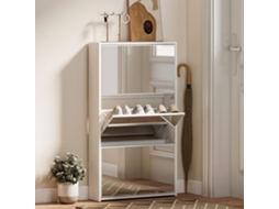 Sapateira Estreita C/espelho para 9 Pares de Sapatos P/ Corredor Espaços Reduzidos 65x17x114.5 Cm Branco