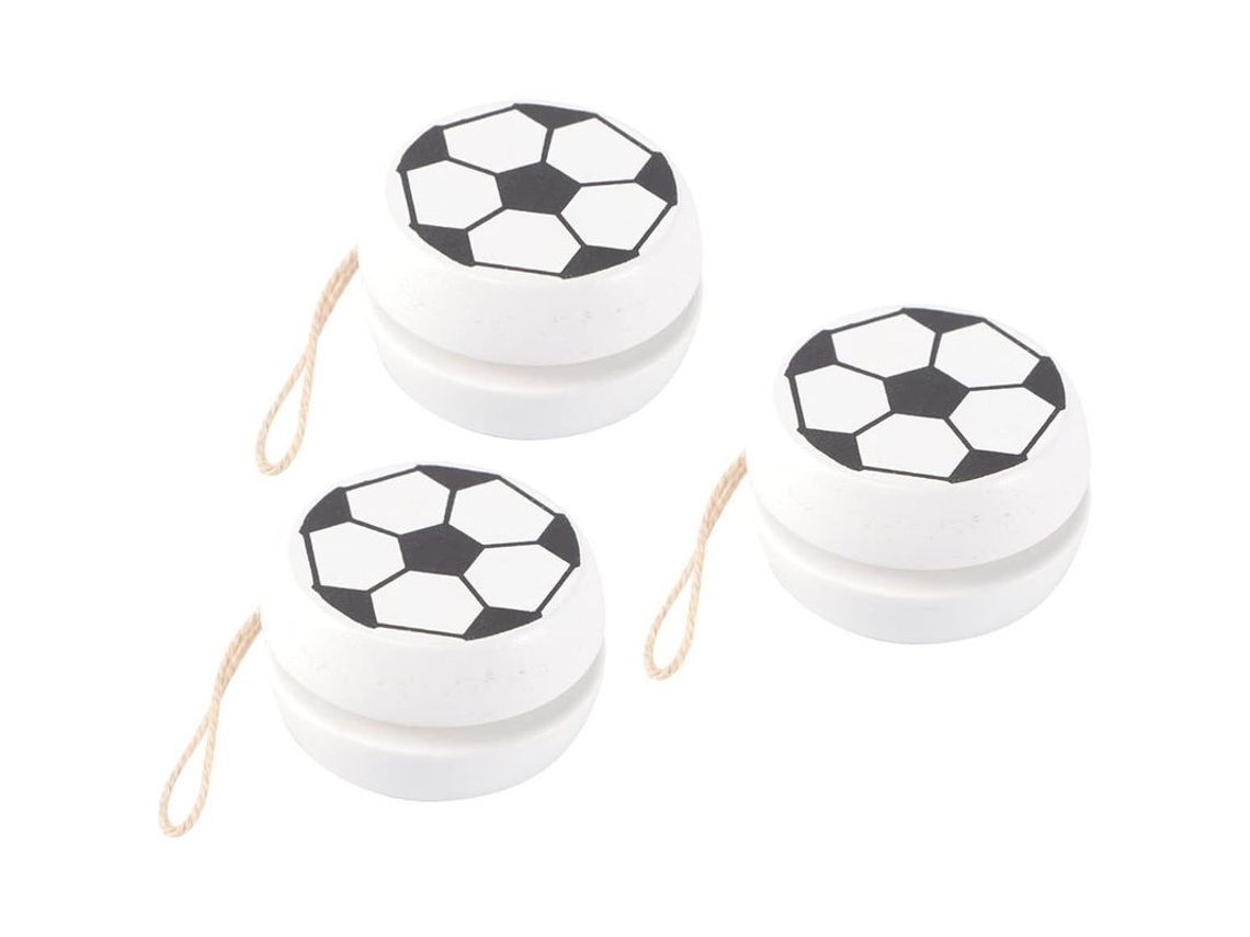 2026 3 Yo yos de Madera para Niños, Juguetes Educativos, Diseño de Pelota de Fútbol, Color Blanco.