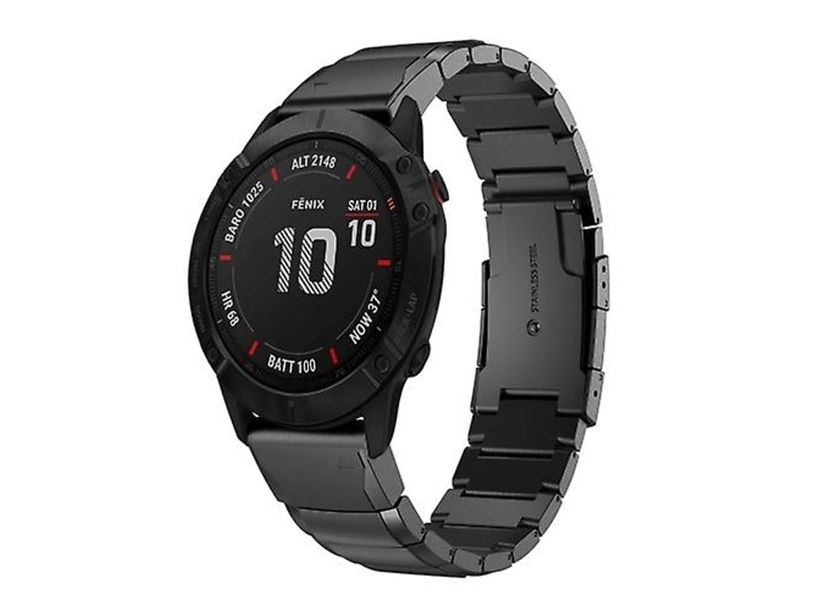 Pulseira De Relógio Lurelia Para Garmin Fenix 6 Pro Gps 22 Mm Tartaruga Shell Aço Inoxidável Preto