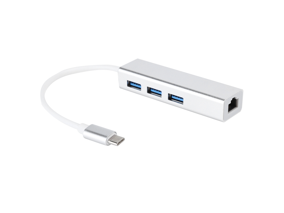2026zentro-adaptador Usb 3.0 Para Ethernet Com 3 Portas Hub Type C Para Rede Rj45 Gigabit Ethernet