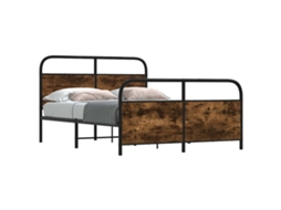 Vidaxl Estrutura De Cama S/ Colchão Derivados Madeira Carvalho Fumado