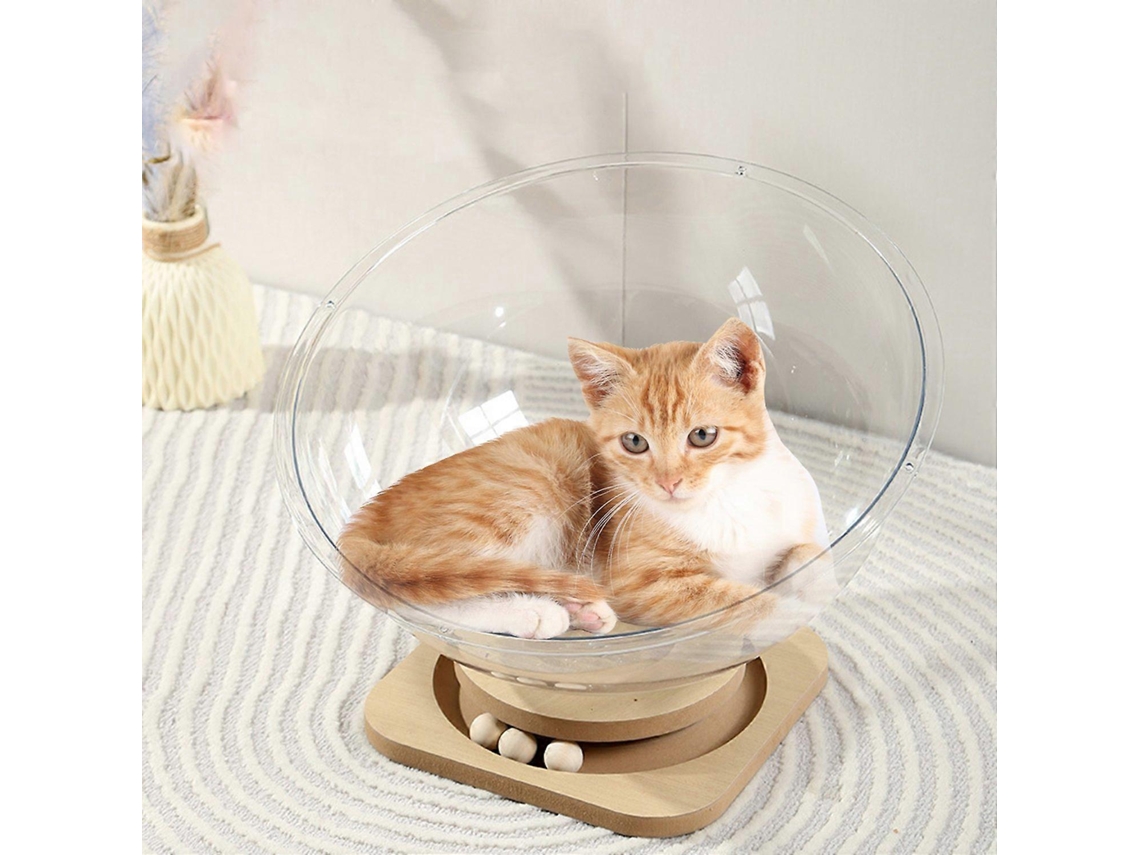 Ninho Para Gatos Com Cápsula Espacial E Base Em Madeira