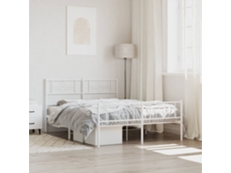 Vidaxl Estrutura De Cama Com Cabeceira E Pés 120x200 Cm Metal Branco