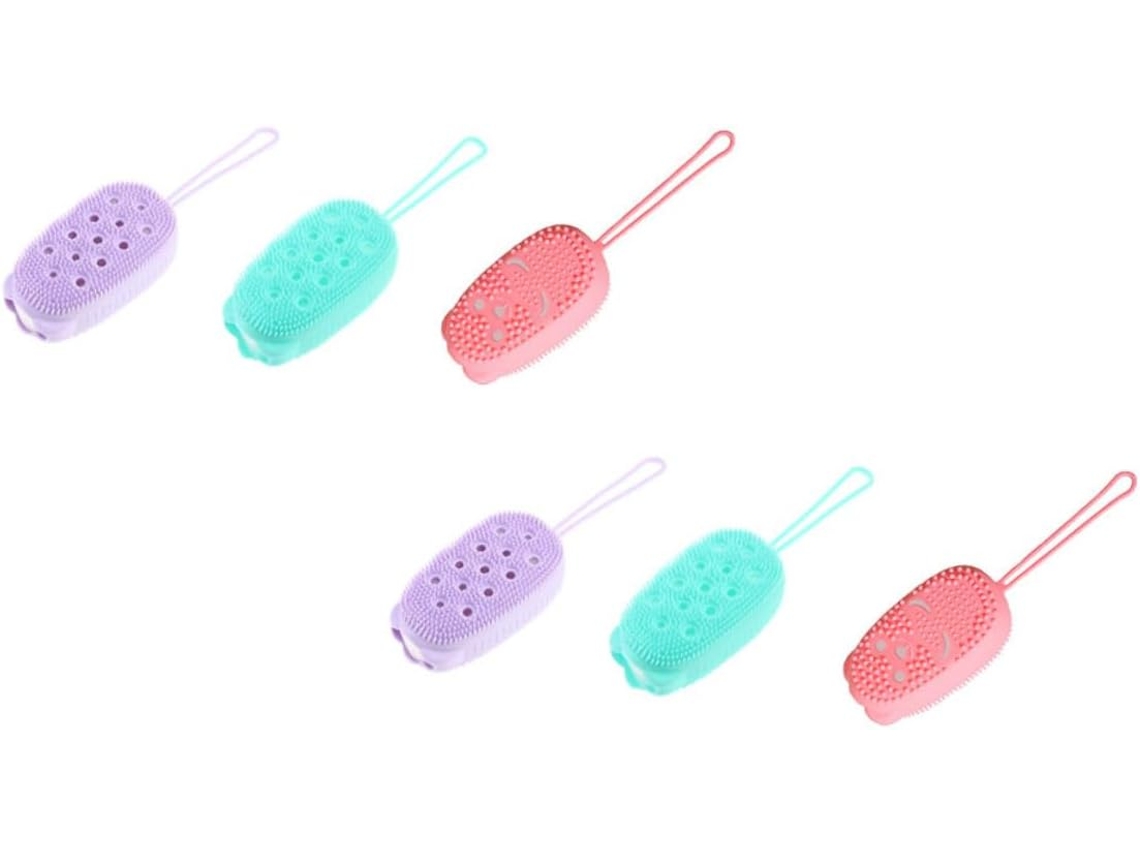 Conjunto Healvian De 6 Peças Com Escova Banho Macia Dupla Face E Esponja Massagem Para Limpeza Esfoliação Corporal