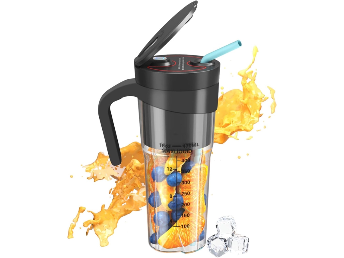 Liquidificador Portátil Individual Sem Fio, À Prova D'água, Com Capacidade De 470ml /16oz E 6 Lâminas, Ideal Para Sucos