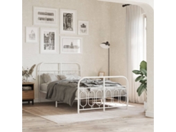 Vidaxl Estrutura De Cama Com Cabeceira E Pés 120x200 Cm Metal Branco
