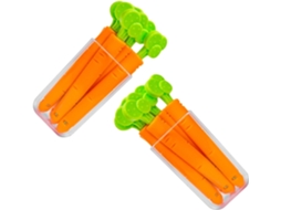 Conjunto de 10 Clipes Magnéticos para Vedação Pacotes Lanches Com Design Cenoura, 2 Caixas Plásticas Ideal para Namorar