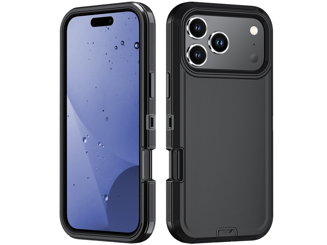 Capa Híbrida Extremamente Resistente A Impactos Para Iphone 17 Pro, Preta.