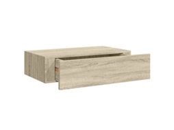 Prateleira de Parede com Gaveta MDF 40x23,5x10 Cm Cor Carvalho MAISON EXCLUSIVE