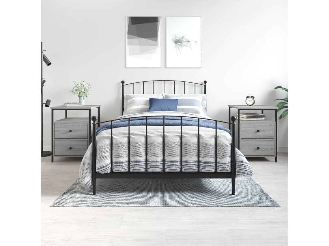 Vidaxl Mesas De Cabeceira 2 Pcs Derivados De Madeira Cinzento Sonoma