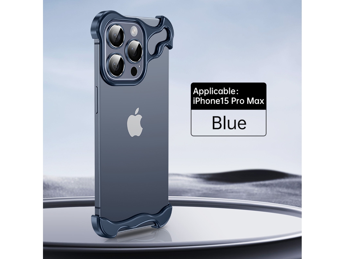 Capa Ultrafina Sem Bordas Com Cantos De Metal E Protetor De Lente Para Iphone 15 Pro Max - Roxa