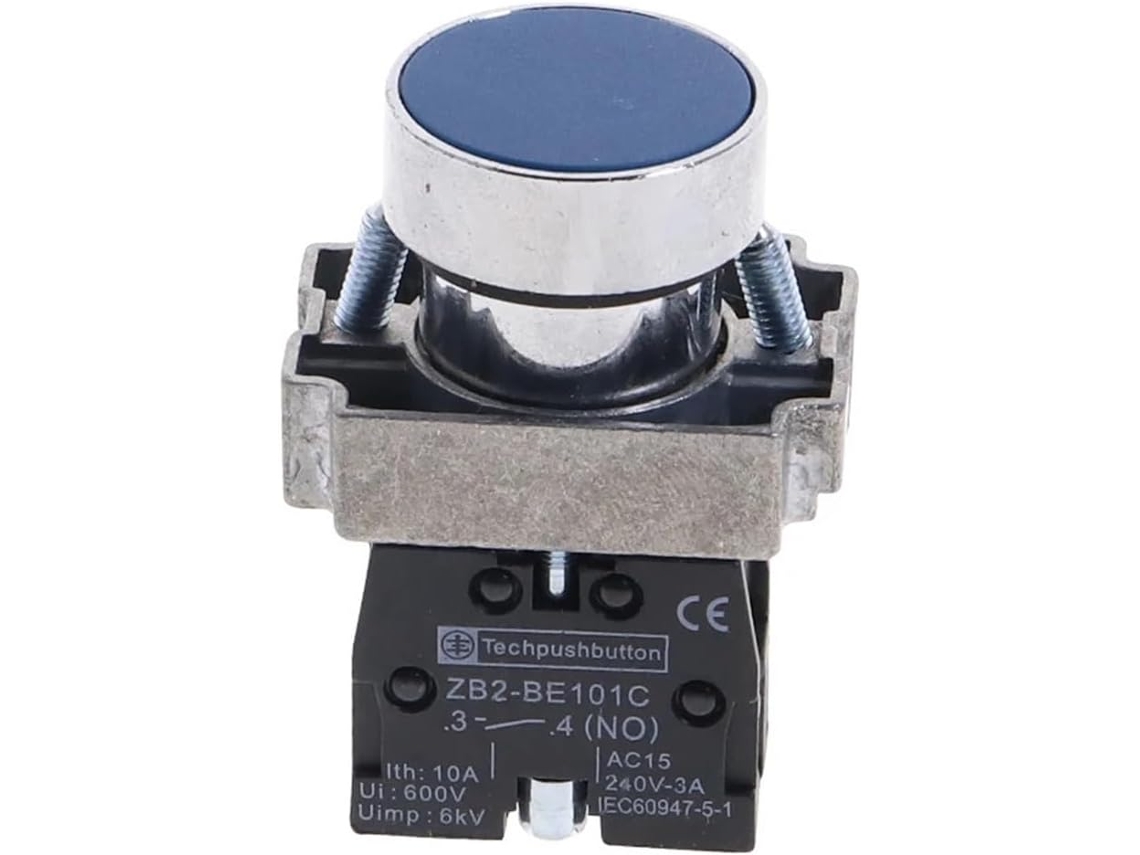 5x 22mm Interruptores De Botão Pressão Momentâneos Azuis Xb2 Ba61 1na