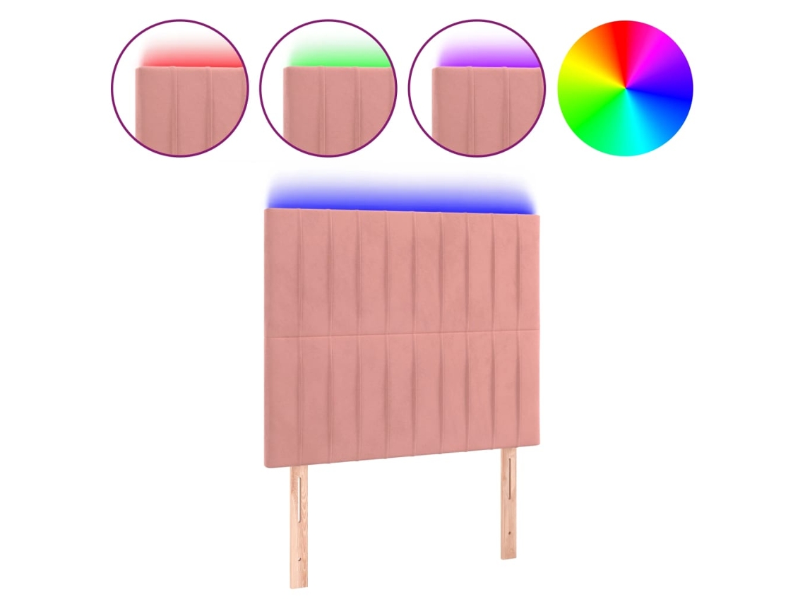 Led Headboard, Led Headboards Vidaxl Cor-de-rosa Veludo (80 X 5 X 118/128 Cm)