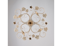 Iris Plafon Em Ferro Lacado Marfim Com Deco Ouro Antigo 4 Luzes H.17 Ø76 Bl169 Pl4 Av Belight