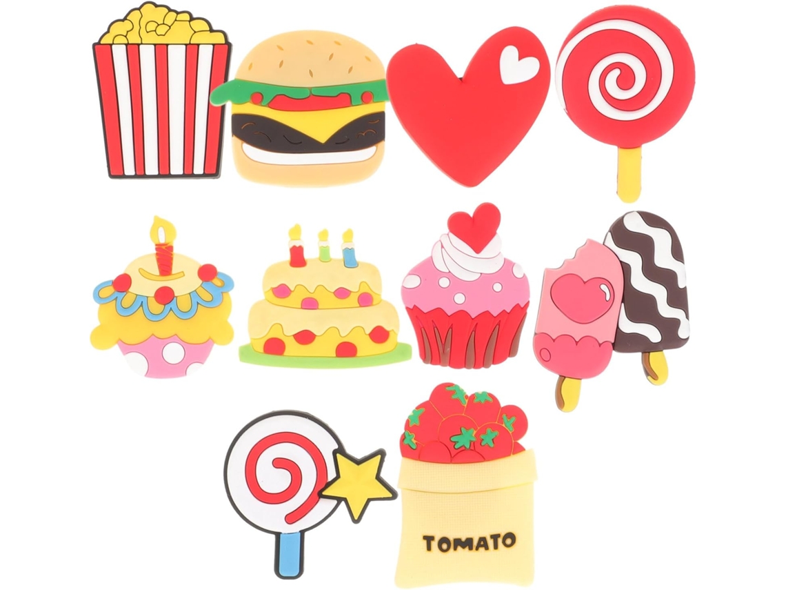 Conjunto De 10 Ímãs Silicone Criativos E Divertidos Em Formato Comida Para Geladeira, Armários E Outros Ambientes