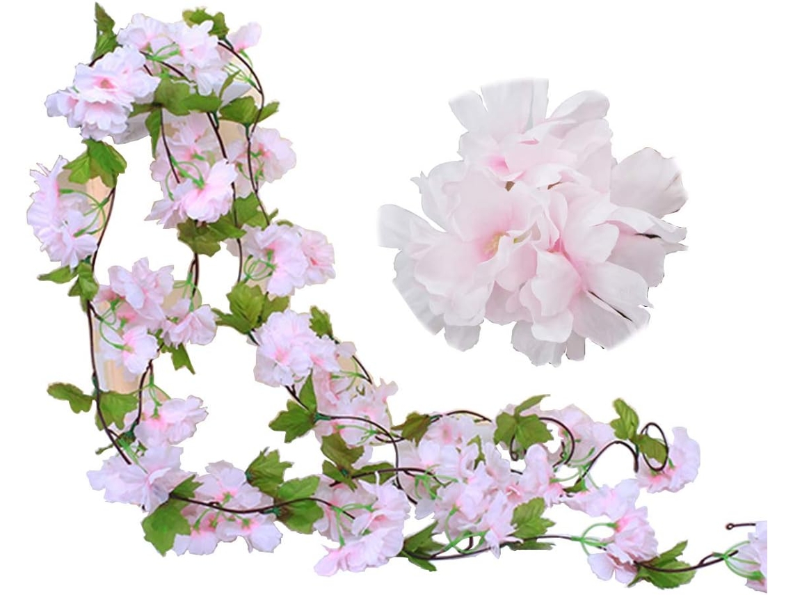 2 Peças de Trepadeiras Artificiais de Cerejeira, Flores Artificiais, Hera Pendente AQUAFORGE
