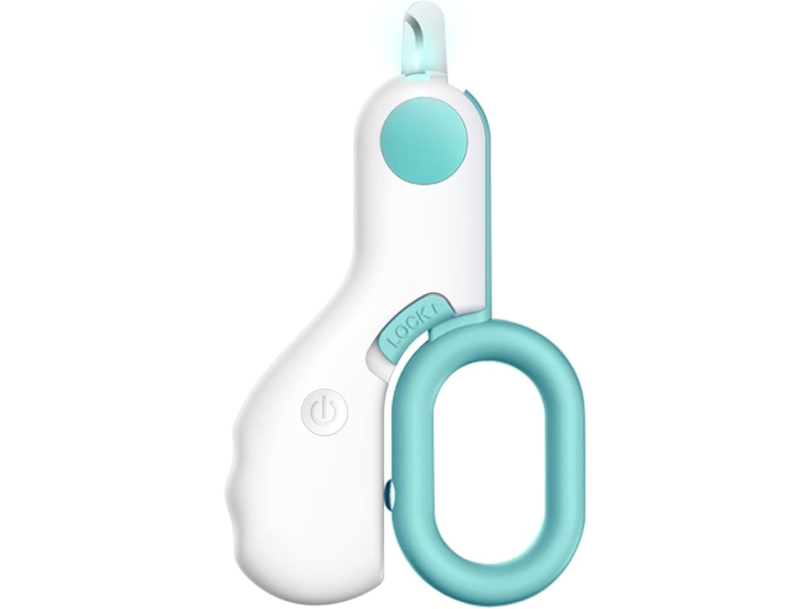 Cortador de unhas para animais de estimação com LED, profissional para roedores, tamanho pequeno, azul.