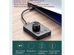 Controle de volume USB, placa de som USB externa, transmissor Bluetooth 5.1, Brilvibera sem driver (para Windows)