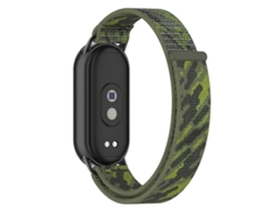 Bracelete Para Xiaomi Smart Band 10/9/8/nfc - Nylon Trançado - Conector De Metal Verde Camuflado Oficial