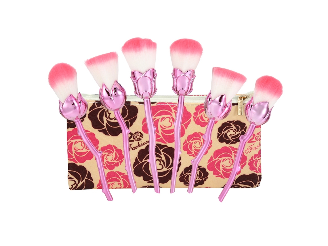 Juego de brochas de maquillaje florales Sunflare con estuche