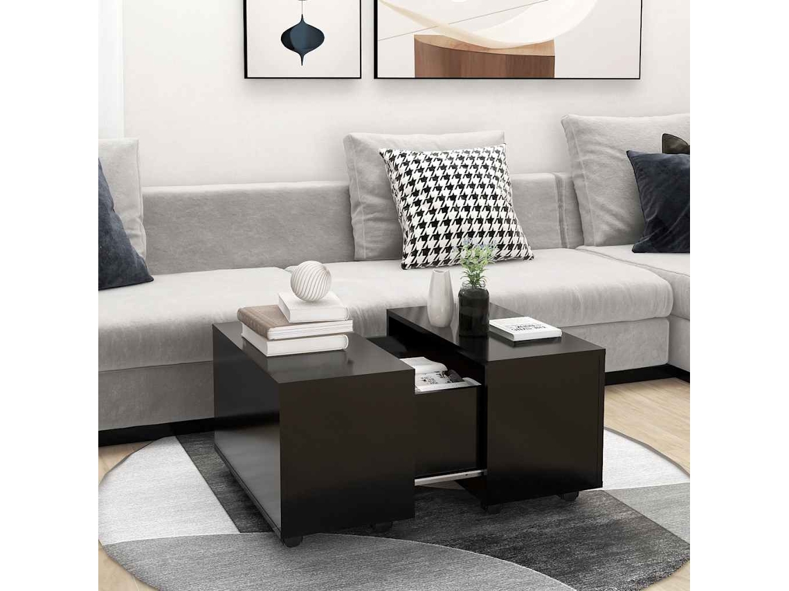 Vidaxl Mesa De Centro 60x60x38 Cm Derivados De Madeira Preto