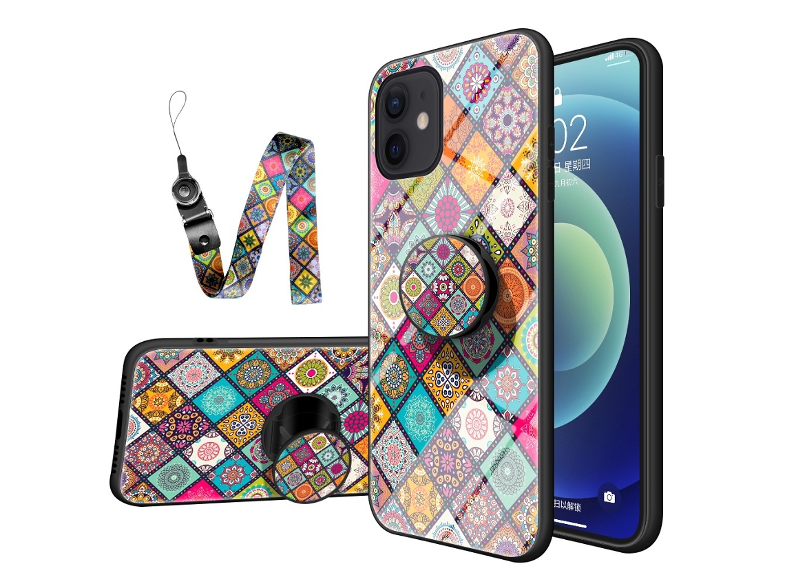 Correia Casa Padrão Xadrez Para Iphone 12 Pro Pele Sintética Multicor