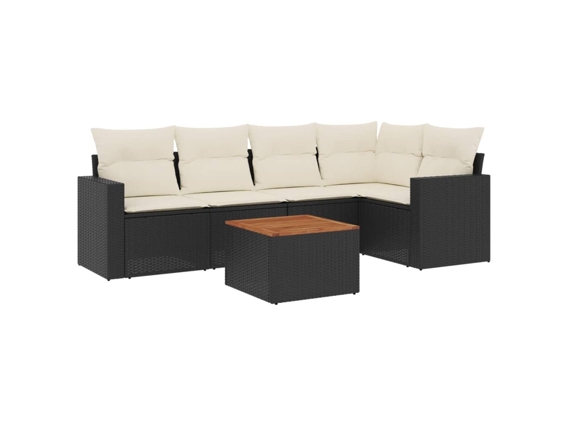 Conjunto 1 Conjunto De Sofás De Jardim Vidaxl Preto Vime Pe (55 X 55 X 37 Cm)