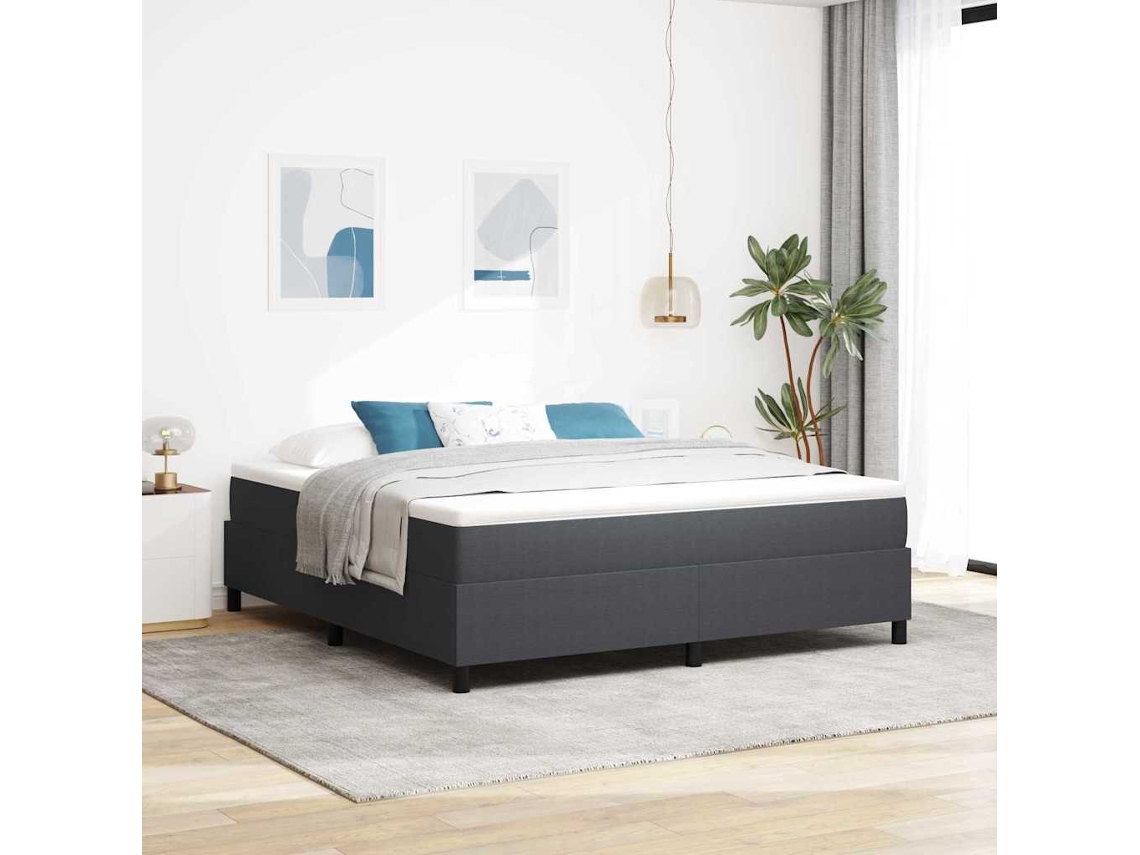 Vidaxl Cama Box Cinza Escuro E Branco 180 X 200 Cm