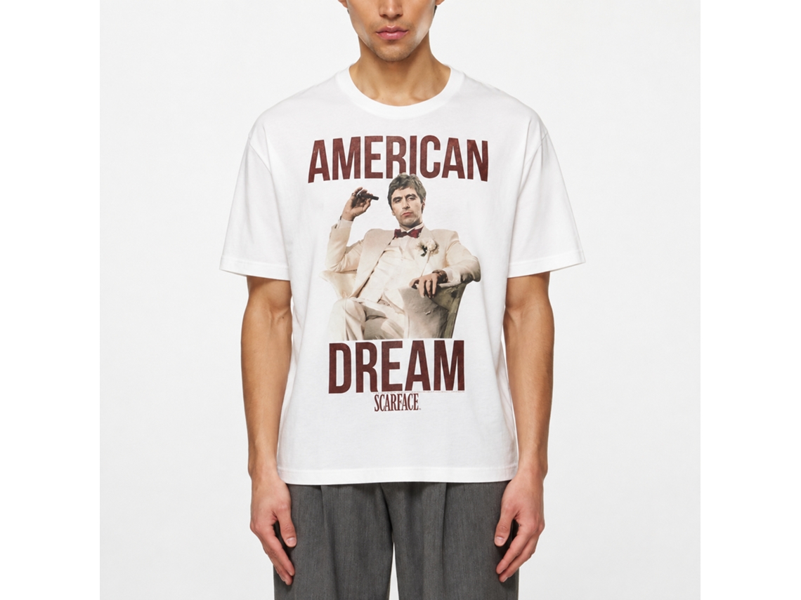 Rockinstone Scarface Movie Americandream White Adult T-shirt Size:m