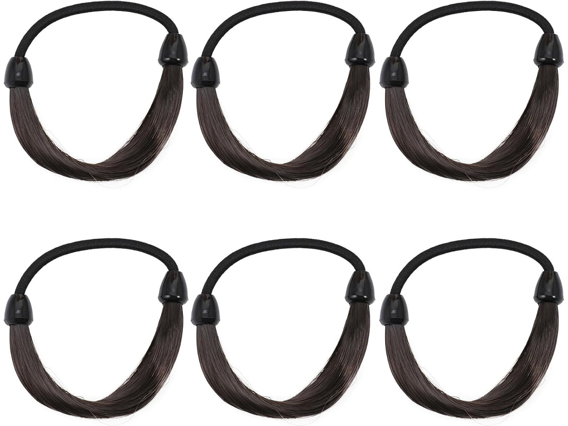 6 Pièces Élastiques À Cheveux, Corde Queue De Cheval Noire