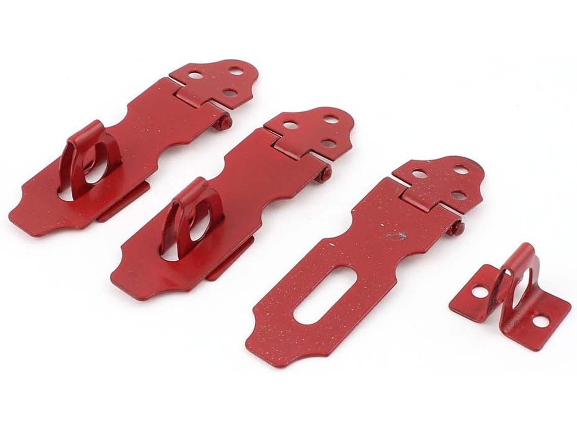 Cadeado de Segurança Metálico para Armário, Trava Porta, Fecho 2,5", Vermelho, 3 Peças CHABERLU