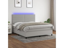 Vidaxl Cama Box Spring C/ Colchão E Led 180x200 Cm Tecido Cinza-claro